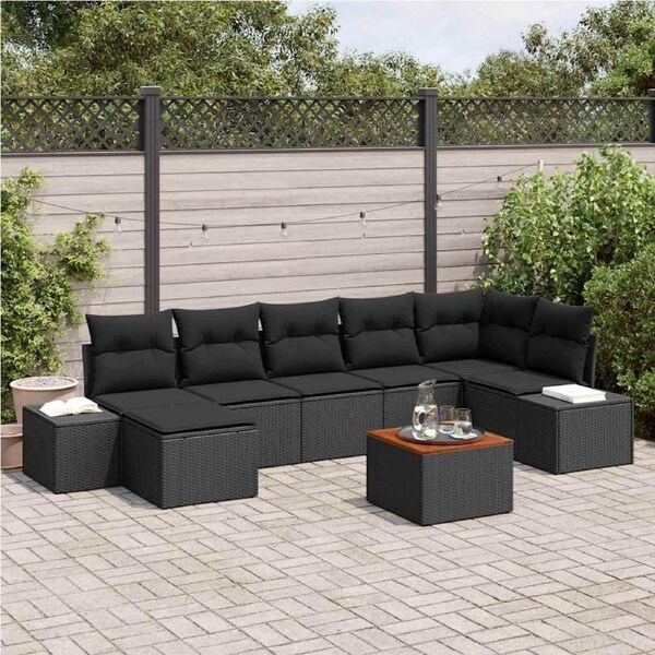 Garden Sofa Set 8 pcs Black vidaXL