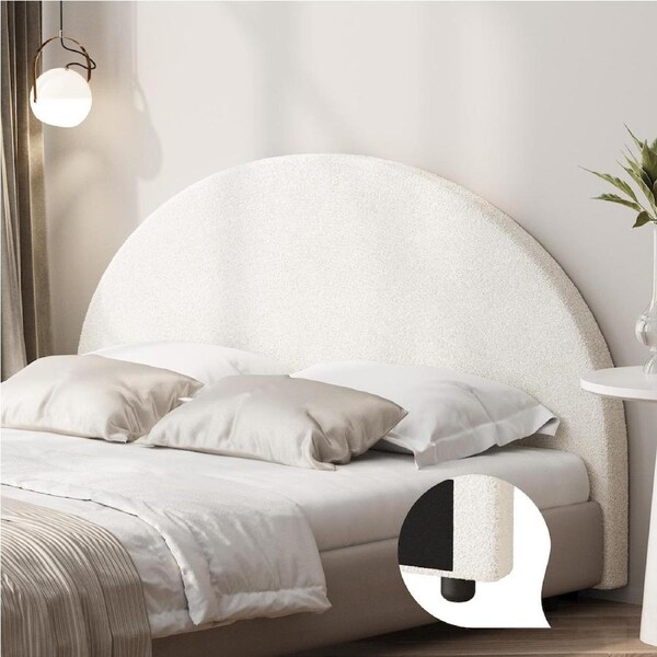 Oikiture Headboard Queen Double King Single Size Bed Head Bedhead White Boucle King