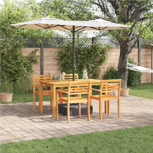 Garden Dining Set 5 pcs Brown Solid acacia wood vidaXL