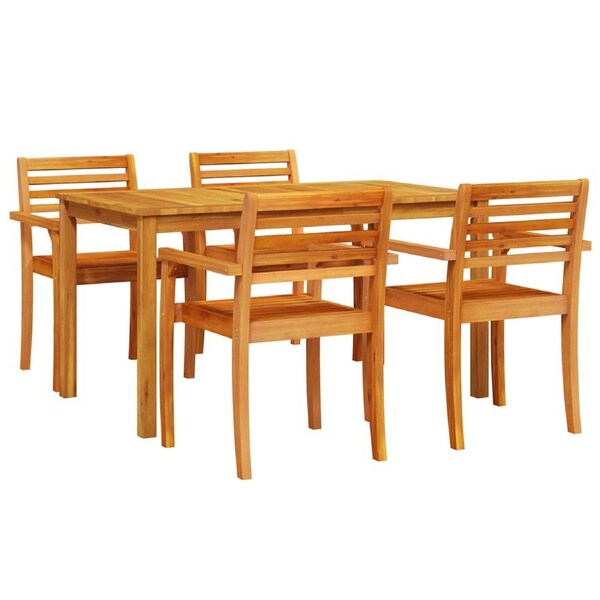 Garden Dining Set 5 pcs Brown Solid acacia wood vidaXL