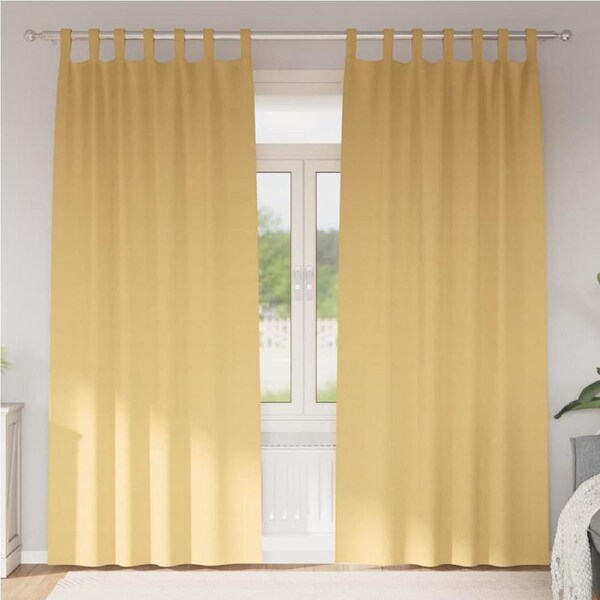 Blackout Curtains with Rings 2 pcs Beige 245 x 140 cm Polyester vidaXL
