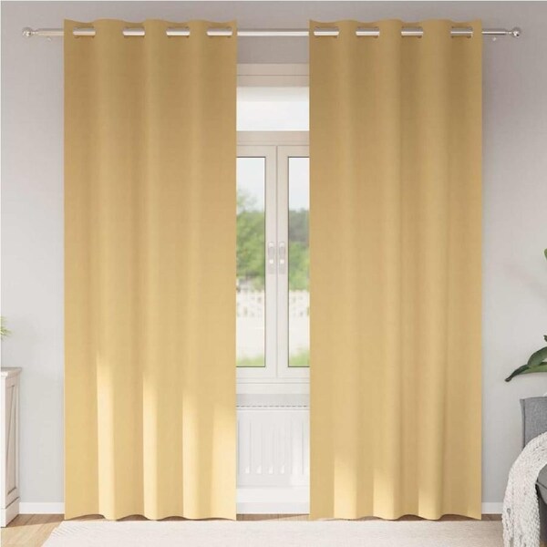 Blackout Curtains with Rings 2 pcs Beige 245 x 140 cm Polyester vidaXL