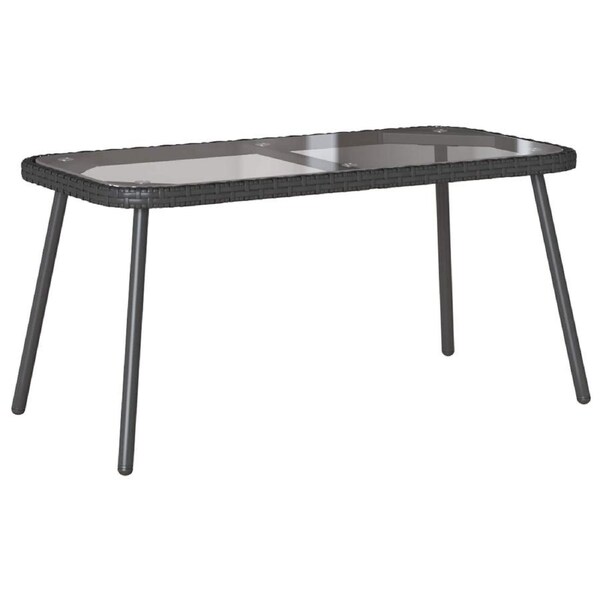Coffee Table Black 90 x 45 x 43 cm Poly Rattan and glass vidaXL