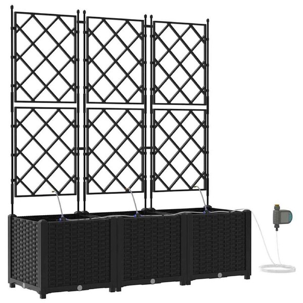 Garden Planter 3 pcs Black Plastic vidaXL