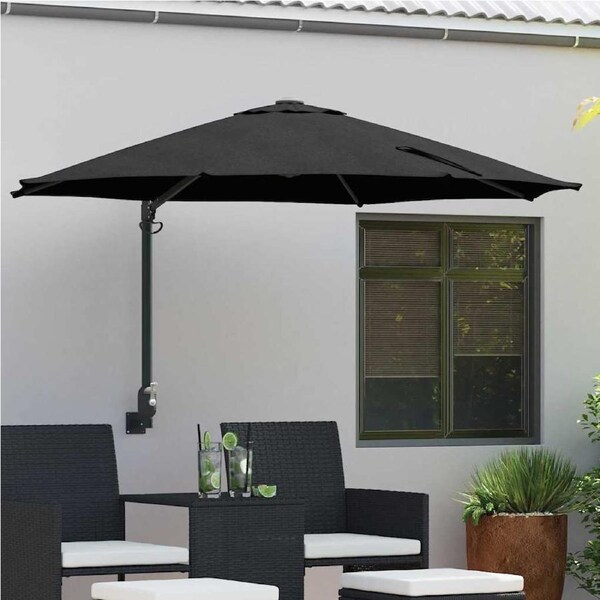 Garden Parasol Black 248 x 248 x 148 cm Polyester and Steel vidaXL