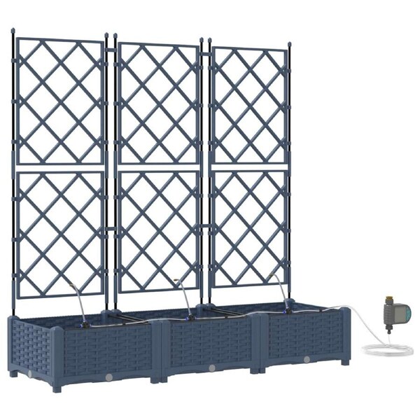 Garden Planter 3 pcs Grey 120 x 40 x 126 cm Plastic vidaXL