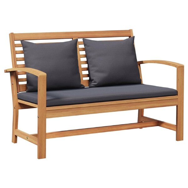 Garden Bench and Table Set with Cushion 2 Piece Solid Teak Wood vidaXL