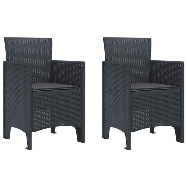 Garden Chair 2 pcs Anthracite 53 x 49 x 85 cm Polypropylene vidaXL