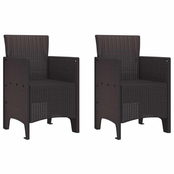 Garden Chair 2 pcs Brown 53 x 49 x 85 cm Polypropylene vidaXL