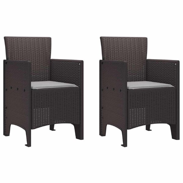 Garden Chair 2 pcs Brown 53 x 49 x 85 cm Polypropylene vidaXL