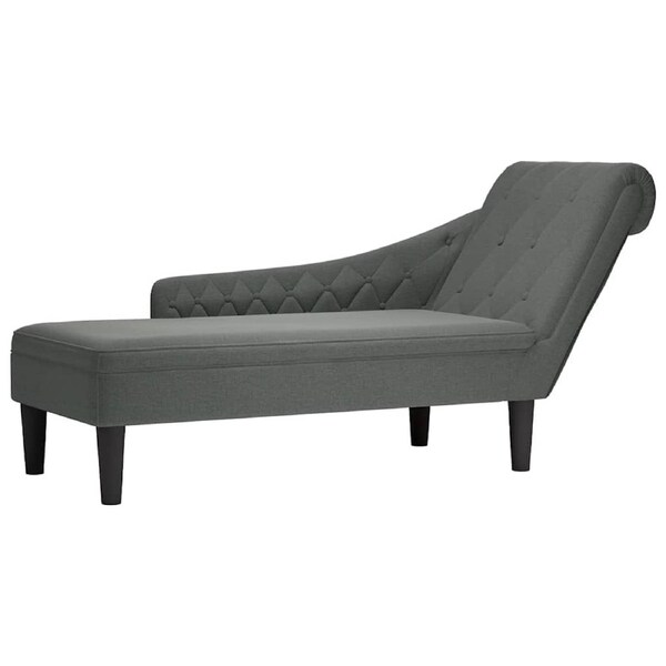 Chaise Lounge with Pillow and Right Armrest Dark Grey Fabric vidaXL