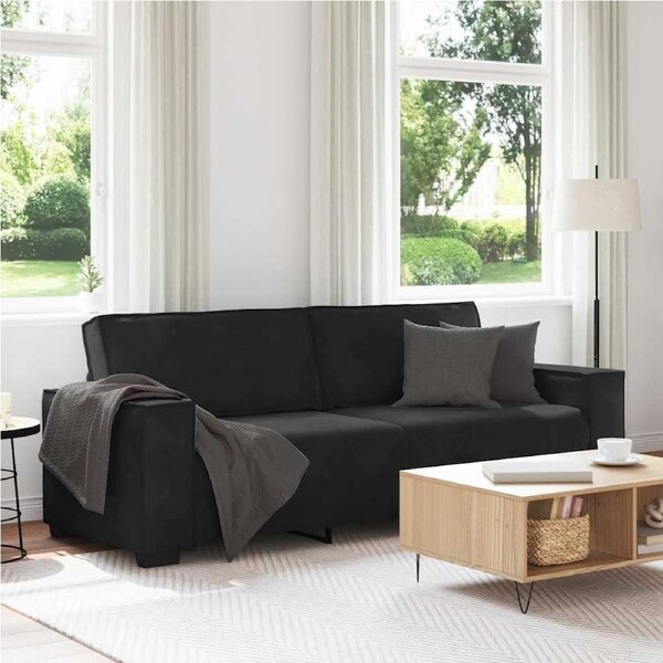 3-Seater Sofa Black 180 cm Velvet vidaXL