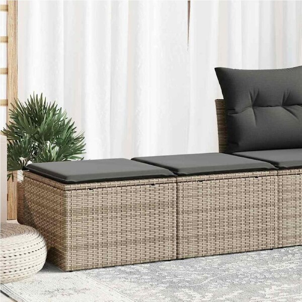 2 Piece Garden Sofa Set with Cushions Grey Poly Rattan Acacia vidaXL