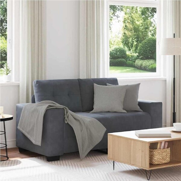 Loveseat Sofa Dark Grey 120 cm Velvet vidaXL