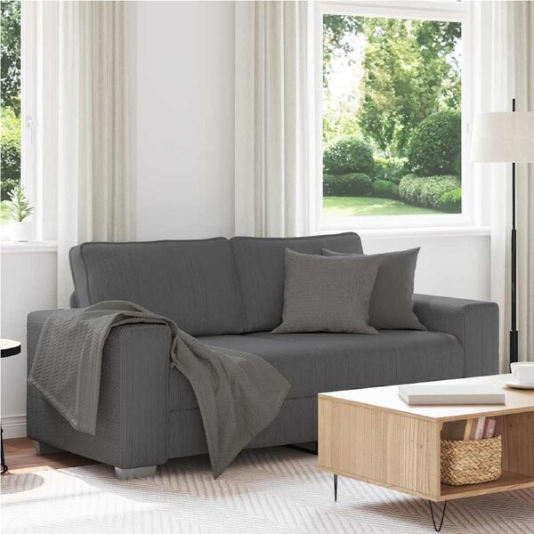 Loveseat Sofa Dark Grey 140 cm Corduroy Fabric vidaXL