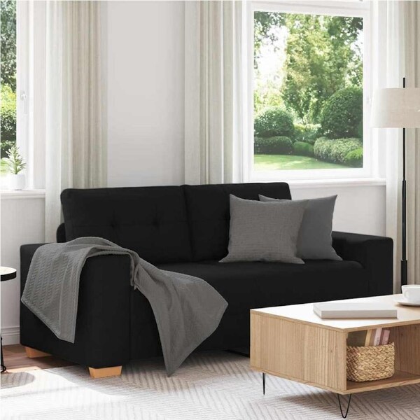 Loveseat Sofa Black 140 cm Fabric vidaXL