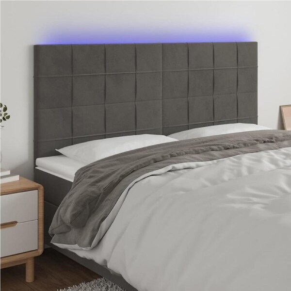 LED Headboard Dark Grey 160 cm Velvet vidaXL
