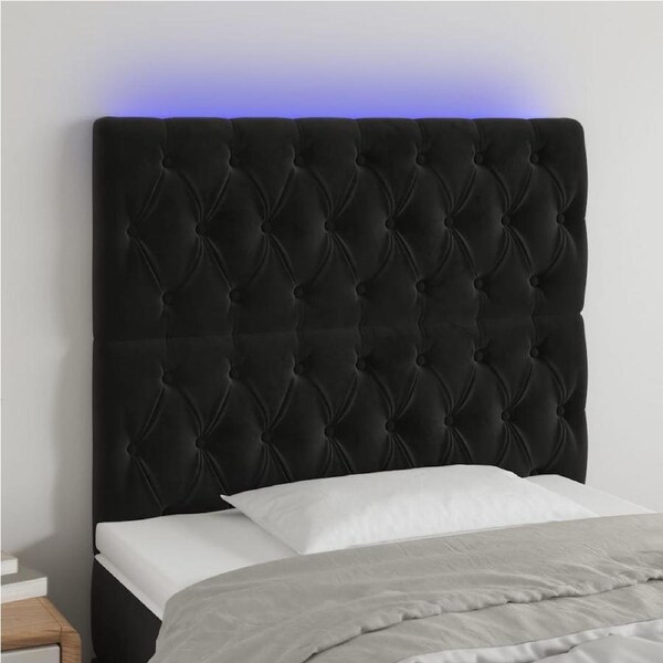 LED Headboard Black 100x7x118/128 cm Velvet vidaXL