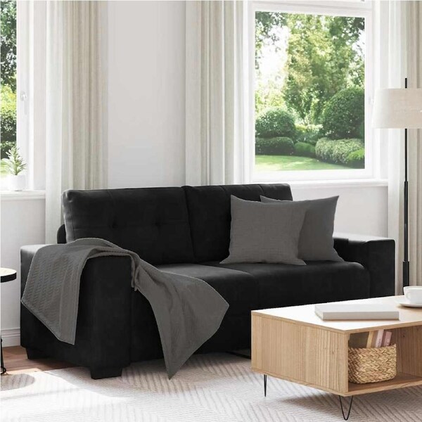 Loveseat Sofa Black 140 cm Velvet vidaXL