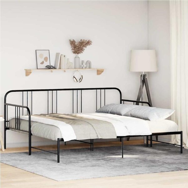 Daybed with Trundle without Mattress Black 92x187 cm Single Metal vidaXL