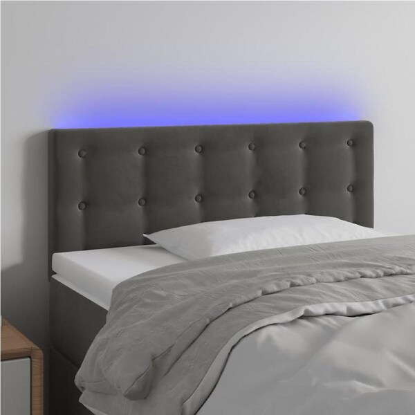 LED Headboard Dark Grey 100x5x78/88 cm Velvet vidaXL