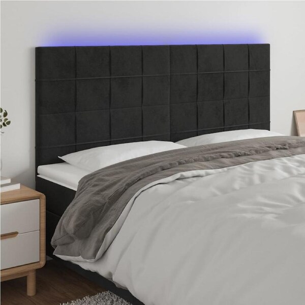 LED Headboard Black 160x5x118/128 cm Velvet vidaXL
