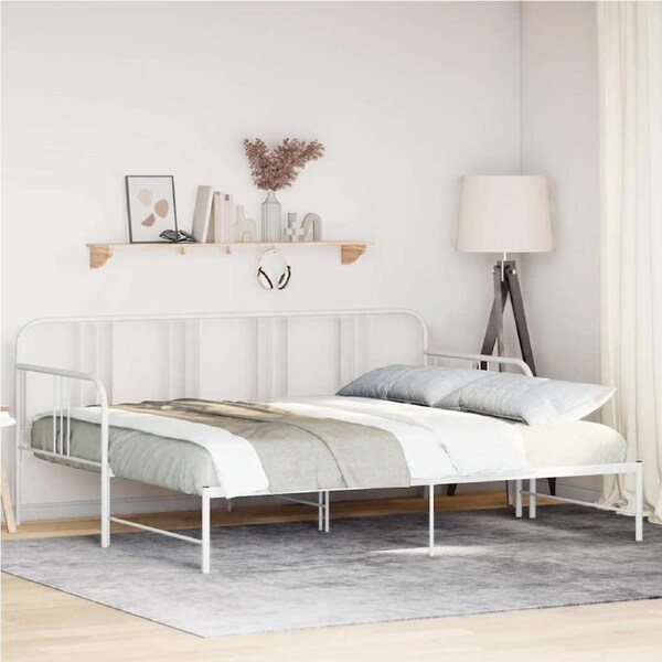 Daybed with Trundle without Mattress White 92x187 cm Single Metal vidaXL