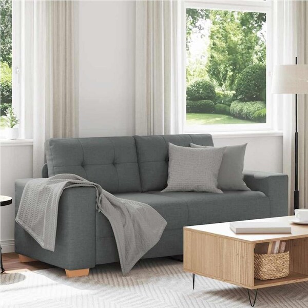 Loveseat Sofa Dark Grey 140 cm Fabric vidaXL