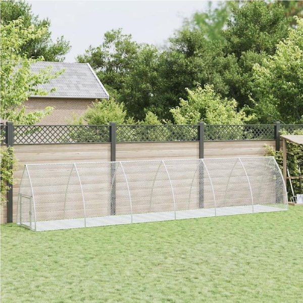 Rabbit Hutch Silver 600x105x120 cm Galvanised Steel vidaXL