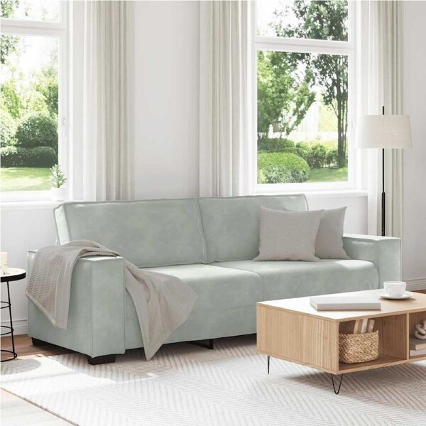 3-Seater Sofa Light Grey 180 cm Velvet vidaXL