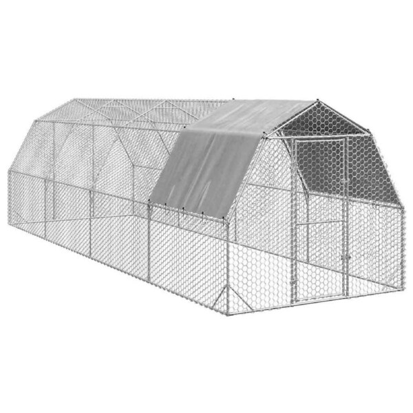 Chicken Run with Roof 2.5x8x2.25 m Galvanised Steel vidaXL