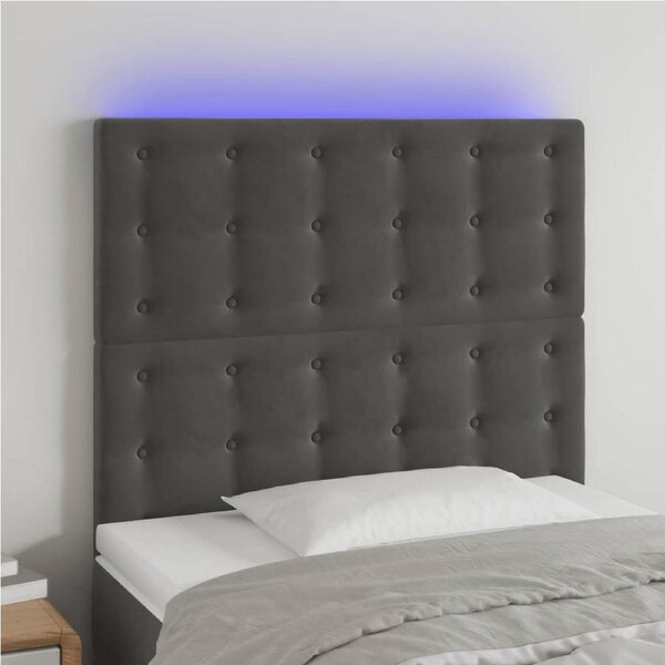 LED Headboard Dark Grey 80 cm Velvet vidaXL