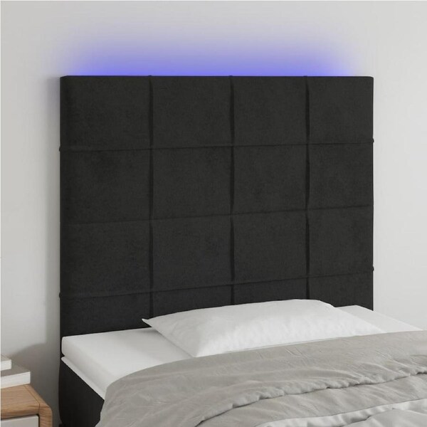 LED Headboard Black 100 cm Velvet vidaXL