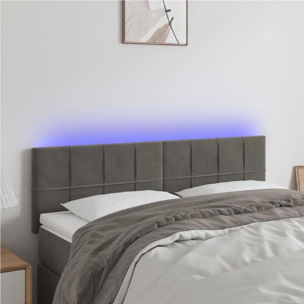 LED Headboard Dark Grey 144 cm Velvet vidaXL