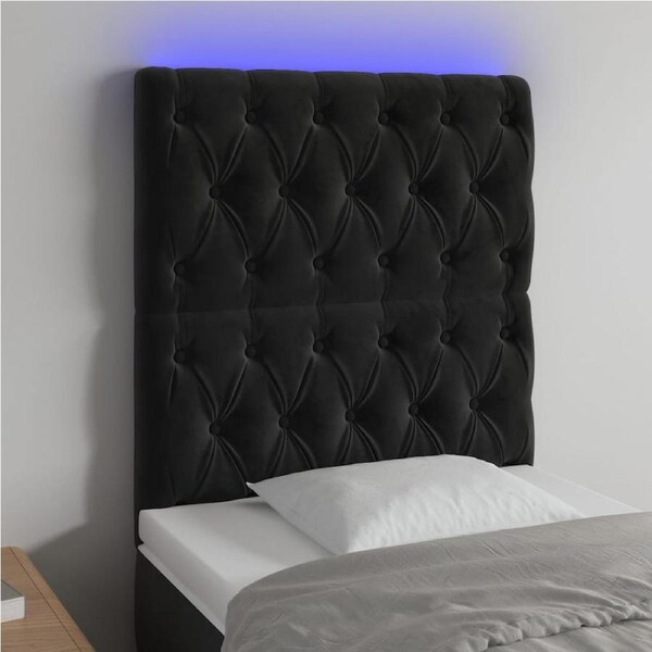LED Headboard Black 80 cm Velvet vidaXL