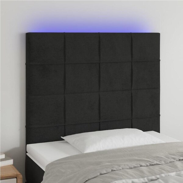 LED Headboard Black 80 cm Velvet vidaXL