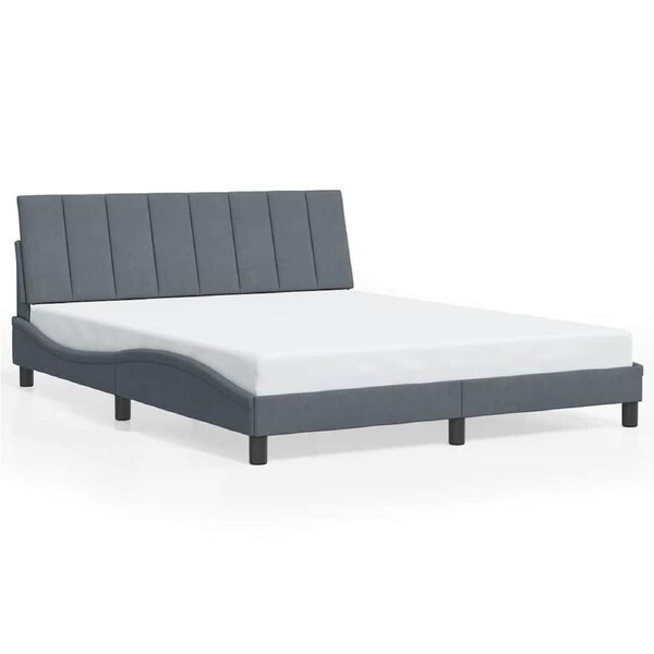 Bed Frame without Mattress "Hanko" Dark Grey 152x203 cm Queen Velvet vidaXL