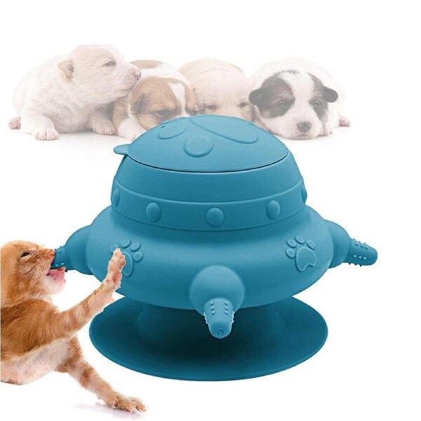 Nevenka Puppy Milk Feeder Silicone 4 Nipples with Suction Cup for Kittens-Blue