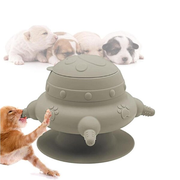 Nevenka Puppy Milk Feeder Silicone 4 Nipples with Suction Cup for Kittens-Grey