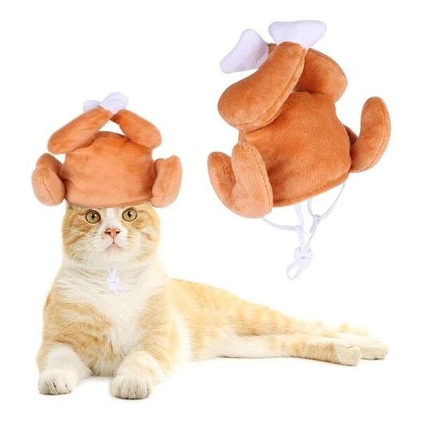 Nevenka Turkey Drumstick Hat for Cat Thanksgiving Small Dog Headgear