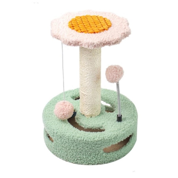 Nevenka Multifunctional Cat Scratching Post with Hanging Ball Spring Ball-GreenPink