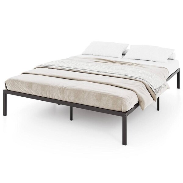Giantex Queen Metal Bed Frame Platform Bed Heavy Duty Support Slats Noise-free Mattress Foundation Black