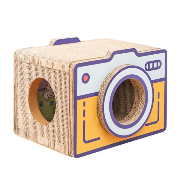 Cat Scratcher Bed Retro Camera Design Corrugated Cardboard Cat Nest Pet House