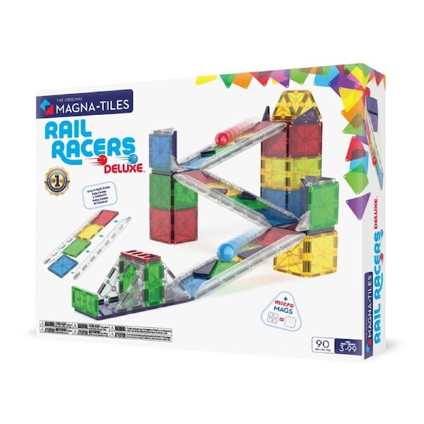 MAGNA-TILES Rail Racers Deluxe 90-Piece Magnetic Construction Set