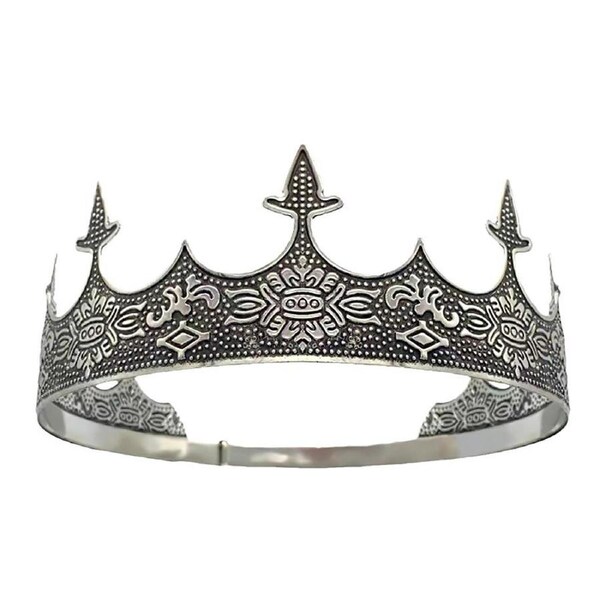 Men Crown Headpiece Royal Vintage Metal Crown Gold Medieval King Costume Party