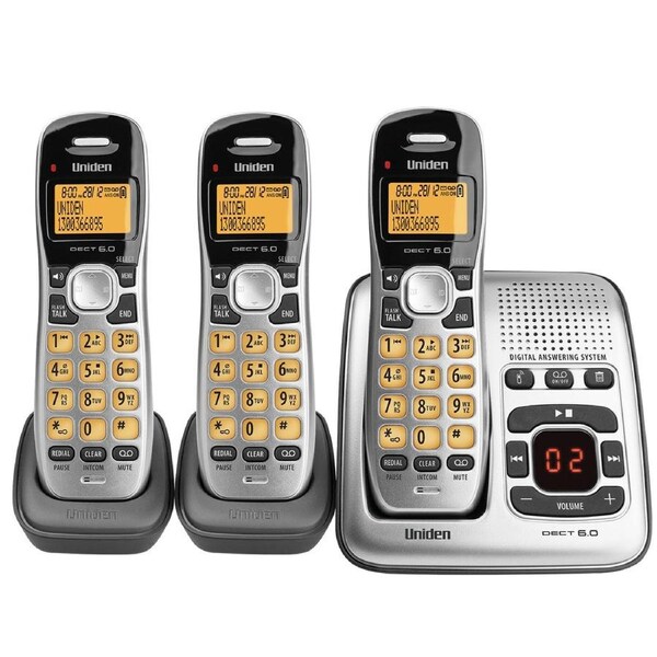 Uniden 3 Handset Cordless NBN Phone - Home Office Telephone with Answering Machine, Speakerphone, Caller ID