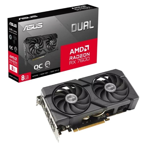 ASUS AMD Radeon DUAL-RX7600-O8G-EVO Edition 8GB GDDR6 2715 MHz (Boost Clock) VRAM 18Gbps, 3x DP, 1x HDMI