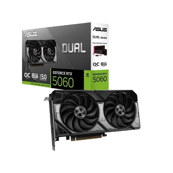 ASUS nVidia GeForce DUAL-RTX5060-O8G RTX5060 8GB GDDR7 OC Edition 2535MHz Boost Clock, RAM 28Gbps, 623 AI TOPs, Digital Max Resolution 7680 x 4320
