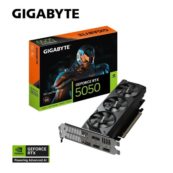 Gigabyte GeForce RTX 5050 OC Low Profile 8G, 20 Gbps, GDDR6, 128 bit, PCI-E 5.0, DirectX 12 API, PSU 550W, 8 Pin*1, HDMI 2.1b *2
