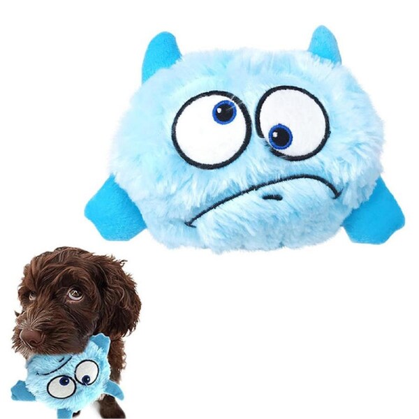 Nevenka Monster Plush Giggle Ball for Dog Shake Squeak Interactive Toy-Light Blue